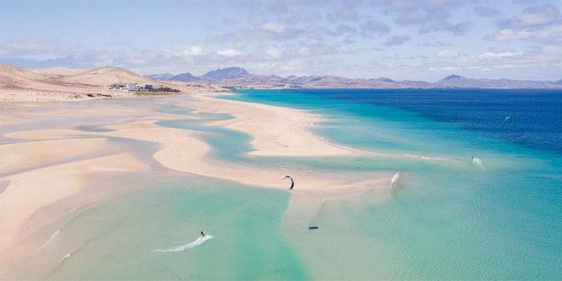 Kitesurfing in Fuerteventura, Sotavento, Canarian Islands, Spain, Europe