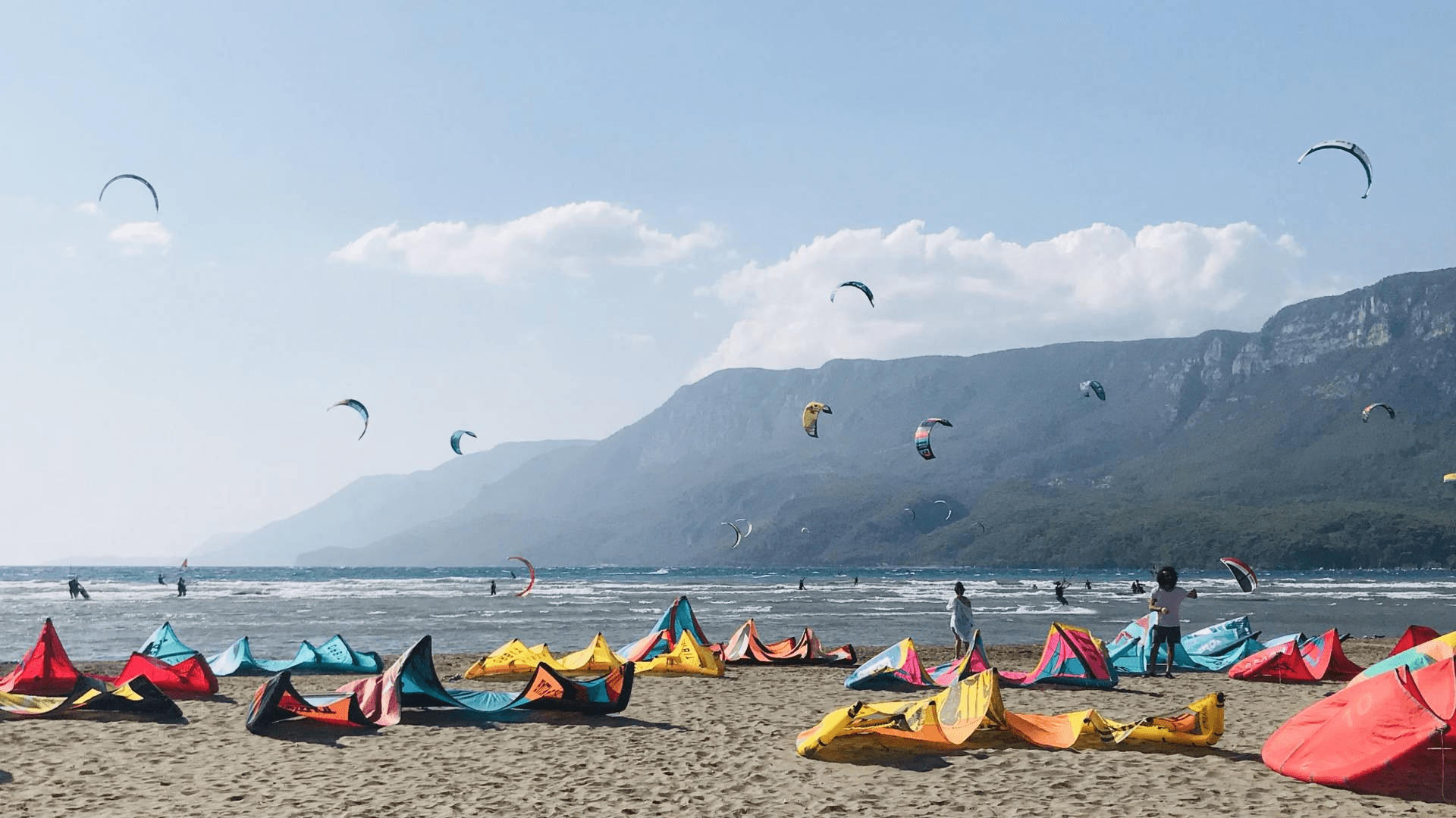 Kitesurfing in Gokova, Turkey, Asia