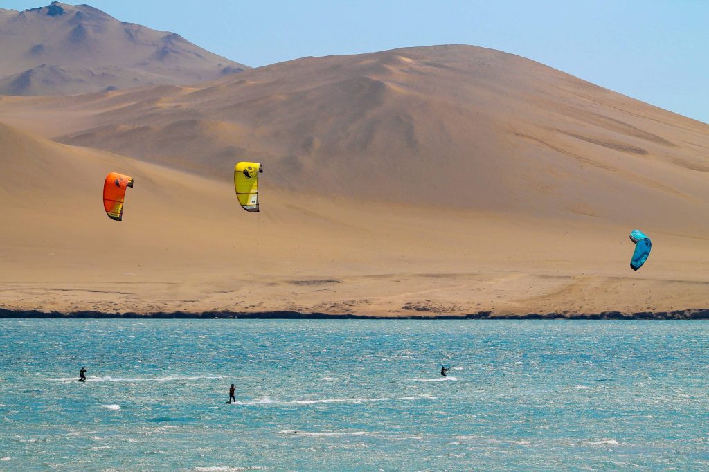 Kitesurfing in Paracas Bay, Peru, South America